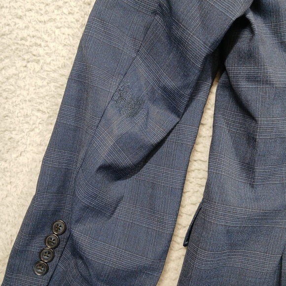 Hart Schaffner Marx Men's 48R Blue Plaid Wool Blazer Sport Coat Made in USA Read - Picture 7 of 8